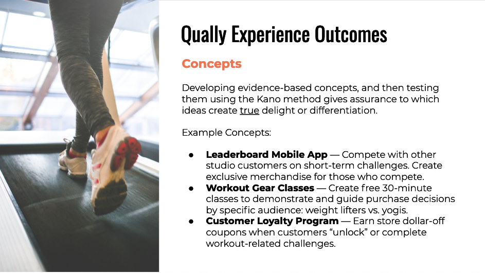 Qually experience outcomes: concepts.